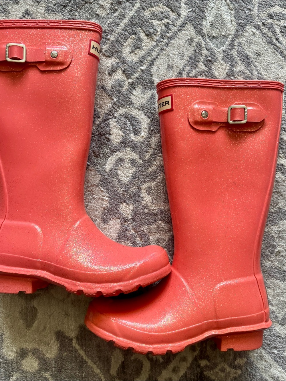 Hunter Coral Pink Gloss Rain Boots